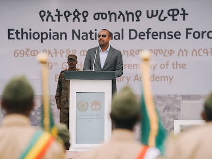 رئيس الوزراء الإثيوبي آبي أحمد في خطاب أمام قوات للجيش في أديس أبابا - 29 مايو 2022 - Twitter@AbiyAhmedAli