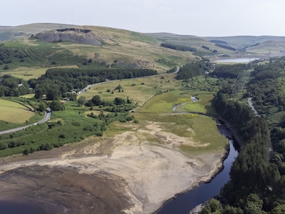 مستويات المياه المنخفضة كشفت عن قاع خزان تورسايد في وادي لونجينديل شمال غربي بريطانيا. 19 يوليو 2022 - Bloomberg