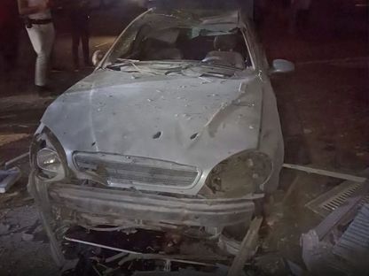جانب من آثار الدمار الذي سببه سقوط صاروخ في مدينة طابا المصرية. 27 أكتوبر 2023 - @Alqaheranewstv