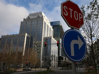 المقر الرئيسي لمؤسسة "يوروكلير" البلجيكية للأوراق المالية حيث يوجد الجزء الأكبر من الأصول الروسية المجمدة. بروكسل. 5 ديسمبر 2025 - REUTERS