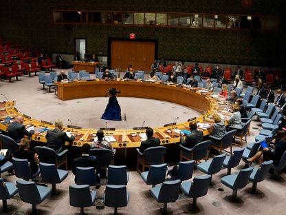 صورة أرشيفية لاجتماع مندوبي الدول الأعضاء في مجلس الأمن الدولي - 16 أغسطس 2021 - AFP