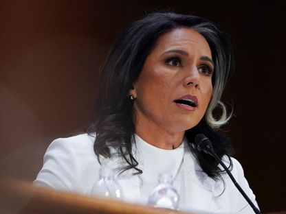 تولسي جابارد مديرة الاستخبارات الوطنية الأميركية تدلي بشهادتها أمام لجنة الاستخبارات بمجلس الشيوخ في مبنى الكابيتول في واشنطن. 30 يناير 2025 - reuters