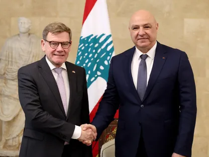 الرئيس اللبناني جوزاف عون خلال لقائه مع وزير الخارجية الألماني يوهان فاديفول بالقصر الرئاسي في بعبدا شرق بيروت. 31 أكتوبر 2025 - @LBpresidency