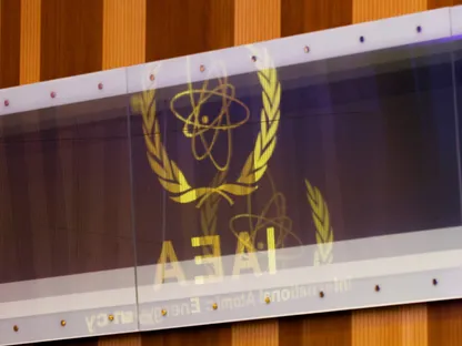 شعار الوكالة الدولية للطاقة الذرية بمقرها في فيينا. 15 سبتمبر 2025 - Reuters