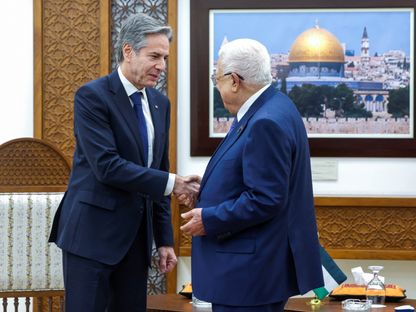 الرئيس الفلسطيني محمود عباس يستقبل وزير الخارجية الأمريكي أنتوني بلينكن في رام الله بالضفة الغربية المحتلة. 10 يناير 2024 - Reuters