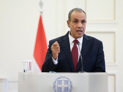وزير الخارجية المصري بدر عبد العاطي خلال مؤتمر صحافي في أثينا باليونان. 6 أغسطس 2025 - Reuters