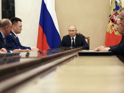 جانب من اجتماع الرئيس الروسي فلاديمير بوتين مع كبار القادة الأمنيين في موسكو. 26 يوليو 2023 - REUTERS