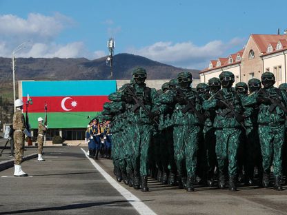 استعراض عسكري للجيش الأذربيجاني في إقليم ناجورنو قره باغ. 8 نوفمبر 2023 - AFP