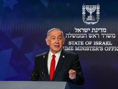 رئيس الوزراء الإسرائيلي بنيامين نتنياهو خلال مؤتمر صحافي في القدس. 21 مايو 2025 - رويترز