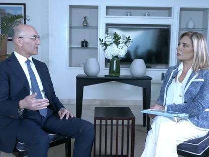 وزير الداخلية اللبناني أحمد الحجار في مقابلة مع الشرق على هامش حوار المنامة في البحرين. 1 نوفمبر 2025