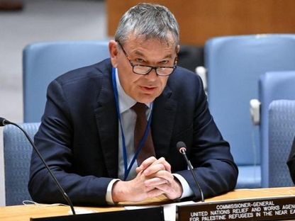 المفوض العام للأونروا فيليب لازاريني متحدثاً أمام مجلس الأمن الدولي، نيويورك، الولايات المتحدة. 17 أبريل 2024 - الأمم المتحدة