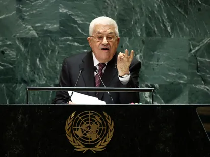 الرئيس الفلسطيني محمود عباس يلقي كلمة أمام الجمعية العامة للأمم المتحدة في نيويورك. 26 سبتمبر 2024 - Reuters