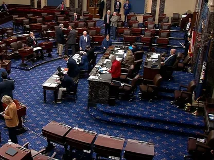 مجلس الشيوخ الأميركي خلال التصويت على إعادة فتح الحكومة. 09 نوفمبر 2025 - Senate TV