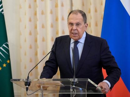 وزير الخارجية الروسي سيرجي لافروف خلال حفل استقبال للدبلوماسيين من الدول الإفريقية في العاصمة موسكو- 26 مايو 2025 - Reuters