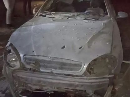 جانب من آثار الدمار الذي سببه سقوط طائرة مسيرة في مدينة طابا المصرية. 27 أكتوبر 2023 - @Alqaheranewstv