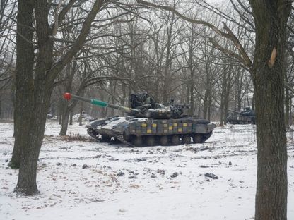 دبابات الجيش الأوكراني في منطقة دونيتسك وسط الهجوم الروسي- 4 فبراير 2023. - REUTERS