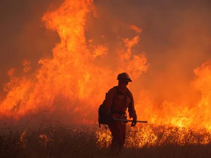 رجل إطفاء يكافح حرائق في ولاية كاليفورنيا بالولايات المتحدة. 22 يناير 2025 - REUTERS
