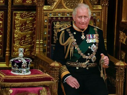 الملك تشارلز الثالث خلال افتتاح مجلس اللوردات البريطاني حين كان ولياً للعهد- 10 مايو 2022 - Getty Images
