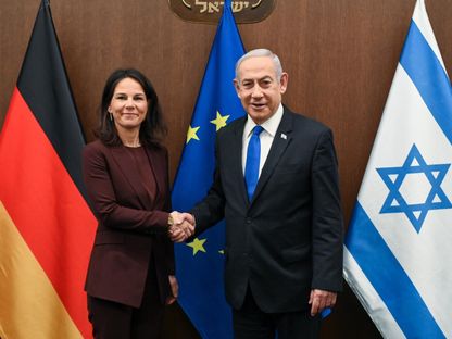 رئيس الوزراء الإسرائيلي بنيامين نتنياهو يستقبل وزيرة الخارجية الألمانية، القدس. 17 أبريل 2024 - twitter/IsraeliPM/