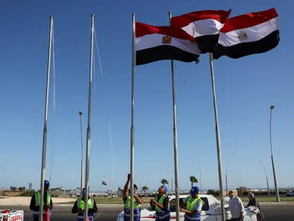 جانب من الاستعدادات لقمة دولية بشأن غزة في مدينة شرم الشيخ المصرية. 11 أكتوبر 2025 - REUTERS