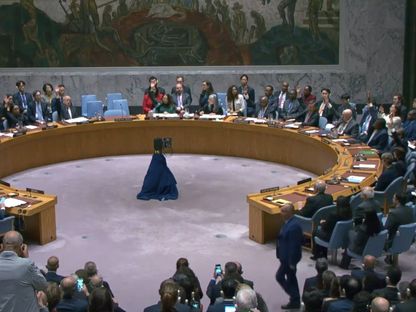 جلسة مجلس الأمن الدولي خلال جلسة التصويت على مشروع قرار بشأن عضوية كاملة لفلسطين في الأمم المتحدة. 19 أبريل 2024 - x/UN_News_Centre