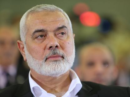 إسماعيل هنية رئيس المكتب السياسي لحركة حماس يحضر حفل توقيع اتفاق المصالحة في قصر المؤتمرات بالجزائر العاصمة. 13 أكتوبر 2022 - AFP