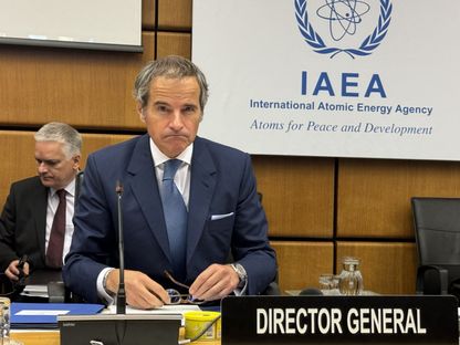 المدير العام للوكالة الدولية للطاقة الذرية رافائيل جروسي خلال اجتماع مجلس محافظي الوكالة في فيينا، النمسا. 3 يونيو 2024 - AFP