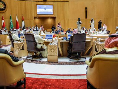 جانب من الاجتماع المشترك بين وزراء خارجية دول مجلس التعاون الخليجي والولايات المتحدة في العاصمة السعودية الرياض. 29 أبريل 2024 - AFP