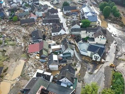 صورة جوية لقرية شولد التي غمرتها المياه بالقرب من أديناو غربي ألمانيا. 15 يوليو 2021 - AFP