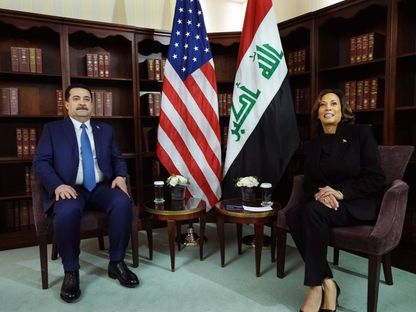 نائبة الرئيس الأميركي كاملا هاريس تلتقي رئيس الوزراء العراقي محمد شياع السوداني في ميونيخ. 16 فبراير 2024 - @IraqiPMO