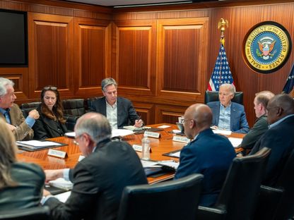 الرئيس الأميركي جو بايدن يعقد اجتماعاً طارئاً في البيت الأبيض مع فريقه العسكري والدبلوماسي لبحث التصعيد في الشرق الأوسط. 14 أبريل 2024 - @POTUS
