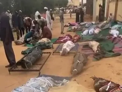 صورة من مقطع فيديو لضحايا الهجوم بطائرة مسيرة على مسجد في الفاشر. 19 سبتمبر 2025 - .