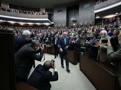 الرئيس التركي رجب طيب أردوغان في البرلمان التركي. أنقرة. 18 يناير 2023 - via REUTERS