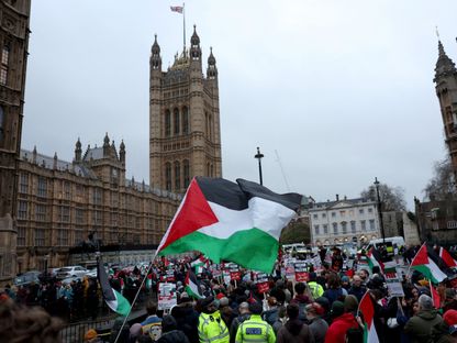 مسيرة مؤيدة للفلسطينيين في العاصمة البريطانية لندن. 21 فبراير 2024 - Reuters