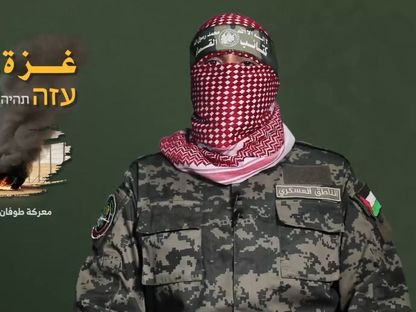 صورة مأخوذة من مقطع مصور للناطق باسم كتائب القسام الجناح العسكري لحركة حماس أبو عبيدة. 31 أكتوبر 2023 - .