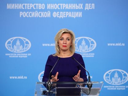 المتحدثة باسم وزارة الخارجية الروسية ماريا زاخاروفا خلال مؤتمر صحافي في موسكو - REUTERS