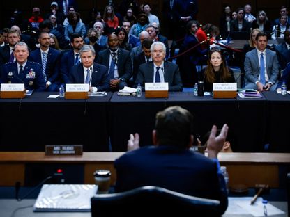 لجنة المخابرات بمجلس الشيوخ الأميركي تستمع لقادة أجهزة المخابرات الأميركية. واشنطن،  12 مارس 2024 - AFP