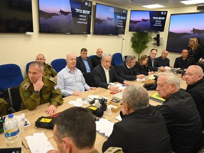 جانب من اجتماع مجلس الحرب الإسرائيلي في تل أبيب. 14 أبريل 2024 - AFP