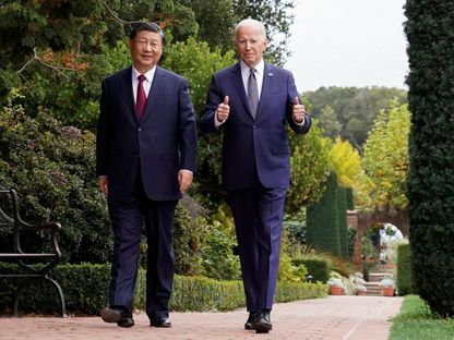 الرئيس الأميركي جو بايدن خلال لقائه مع نظيره الصيني شي جين بينج على هامش قمة التعاون الاقتصادي لآسيا والمحيط الهادئ (APEC)، بولاية كاليفورنيا. 15 نوفمبر 2023 - REUTERS