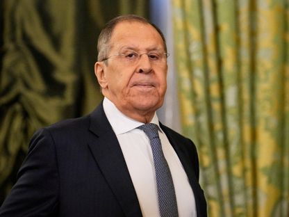 وزير الخارجية الروسي سيرجي لافروف يحضر اجتماعاً في الكرملين. 7 مايو 2025 - REUTERS