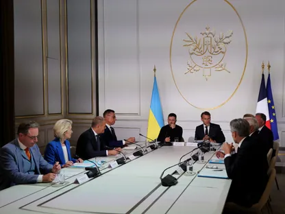 اجتماع ضم قادة دول أوروبية مع الرئيس الأوكراني فولوديمير زيلينسكي في العاصمة الفرنسية باريس. 4 سبتمبر 2025 - REUTERS