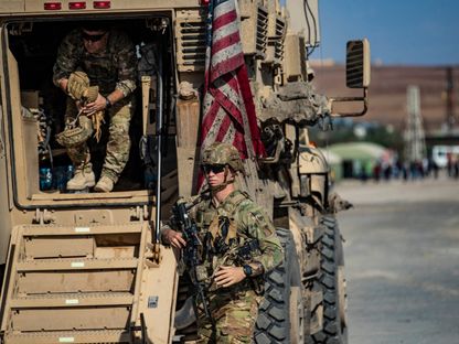 قوات أميركية قرب معبر سيمالكا الحدودي بين العراق وسوريا. 1 نوفمبر 2021 - AFP