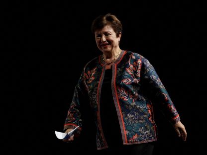 المديرة العامة لصندوق النقد الدولي كريستالينا جورجييفا خلال اجتماع لصندوق النقد الدولي في مراكش- 10 أكتوبر 2023 - Reuters