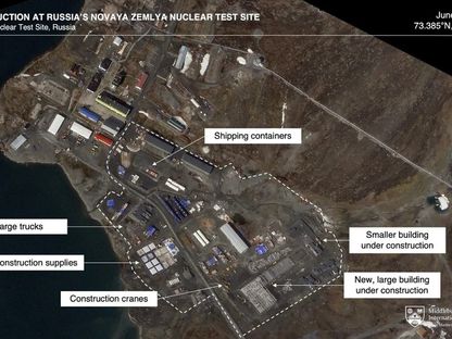 صور أقمار اصطناعية تظهر إنشاءات جديدة في موقع التجارب النووية نوفايا زيمليا في روسيا. 22 يونيو 2023 - Planet Labs PBC/Middlebury Institute