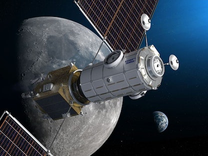 رسم توضيحي لوحدة "HALO" الخاصة بشركة "Northrop Grumman" التي أبرمت عقداً مع وكالة ناسا لتوفير وحدة للإسكان والخدمات اللوجستية في مدار القمر - Northropgrumman.com