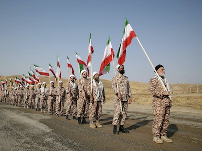 عناصر من الحرس الثوري الإيراني خلال تدريبات عسكرية في منطقة أراس، بمقاطعة أذربيجان الشرقية، إيران، 17 أكتوبر 2022. - REUTERS