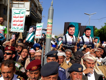 مسيرة لأنصار الحوثيين في صنعاء. 26 مارس 2022. - AFP
