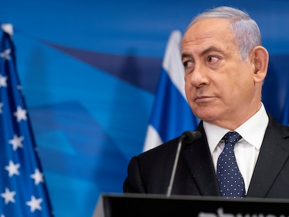 رئيس الوزراء الإسرائيلي بنيامين نتنياهو  خلال مؤتمر صحافي في القدس - REUTERS