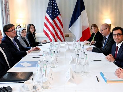 وزير الخارجية الأميركي أنتوني بلينكن يلتقي مع نظيره الفرنسي ستيفان سيجورنيه في ميونيخ. 17 فبراير 2024 - Reuters