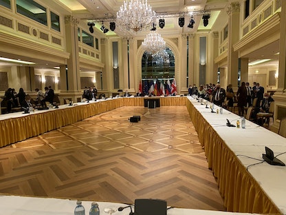 جانب من اجتماعات اللجنة المشتركة حول الاتفاق النووي الإيراني بفيينا - 6 أبريل 2021 - twitter.com/Amb_Ulyanov